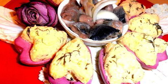 Рецепт сердечной закуски иза сельдей