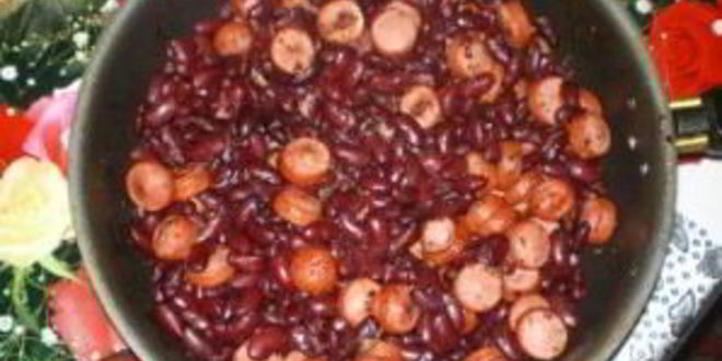 Рецепт сосиски с фасолью