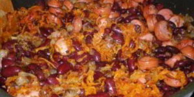 Рецепт сосиски с фасолью