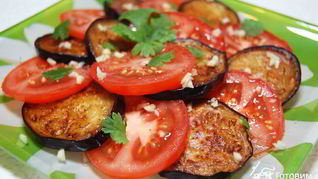 Рецепт Закуска из баклажанов с помидорами и чесноком