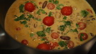 Рецепт Закуска из фасоли с чечевицей и кинзой