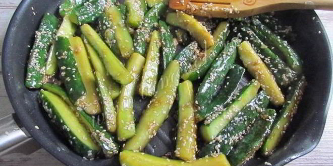 Рецепт закуска из жареных огурцов по-корейски