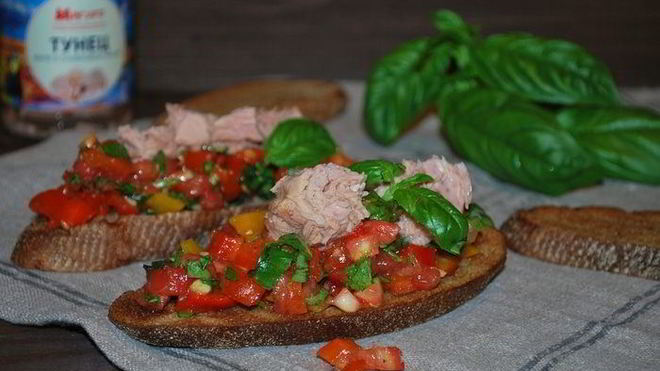 Рецепт Закуска с печеным перцем и тунцом