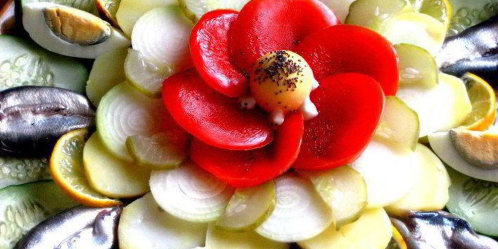 Как приготовить закуска в русском стиле с маком в центре