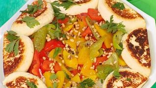 Рецепт Жареный адыгейский сыр со сладким перцем и рисом басмати